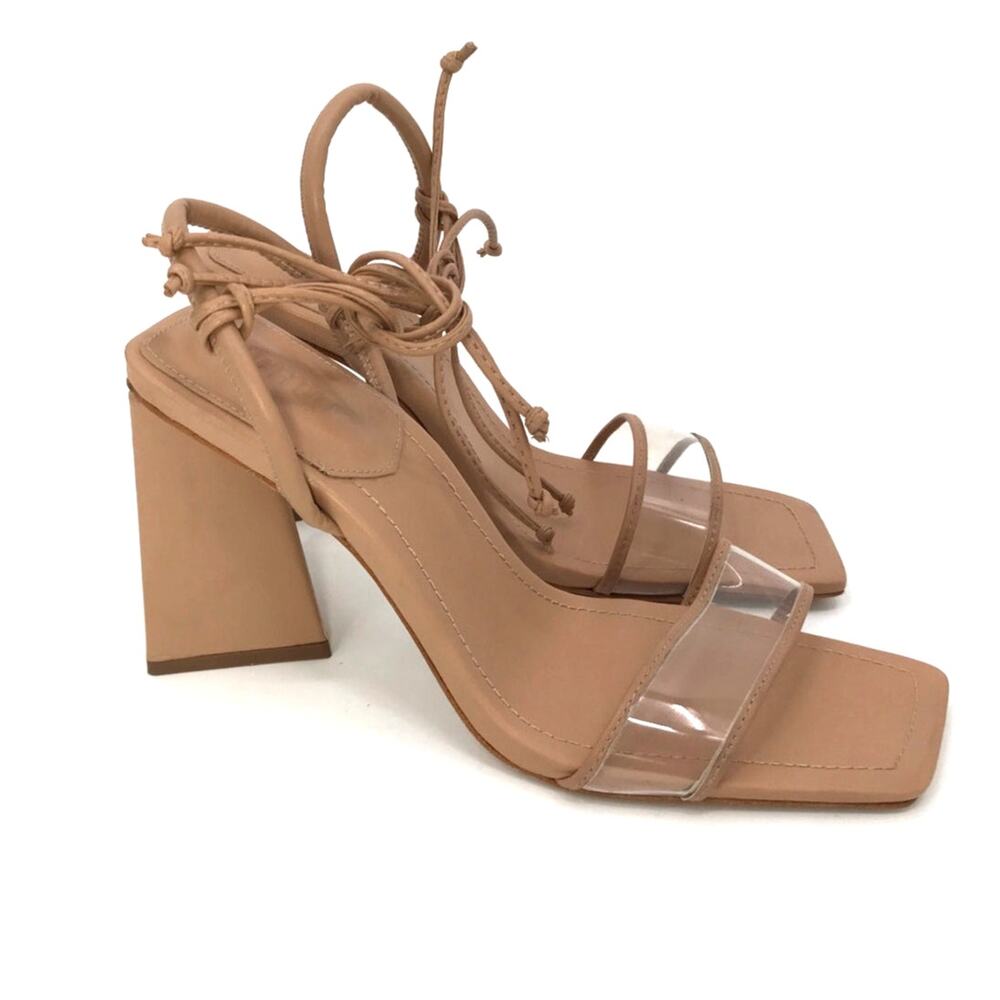 Schutz Gianna Tan Leather High Heel Sandals Size 8.5